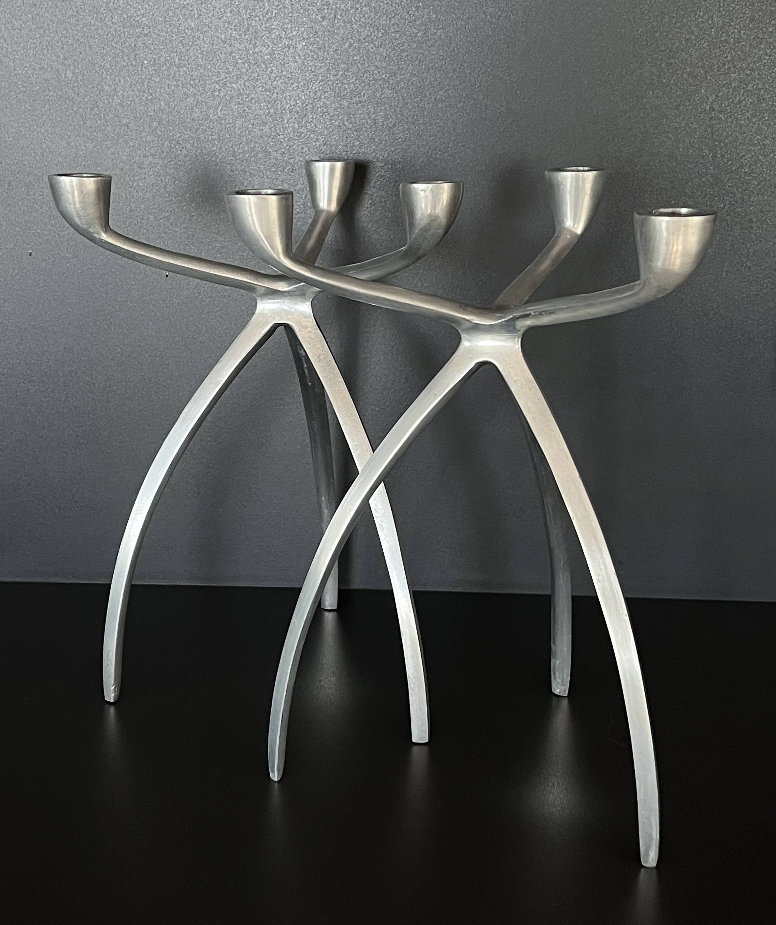 Aluminium tripod candle holders for De Bijenkorf, Netherlands 1970s