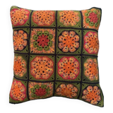 Grannys square crochet vintage 70 cushion