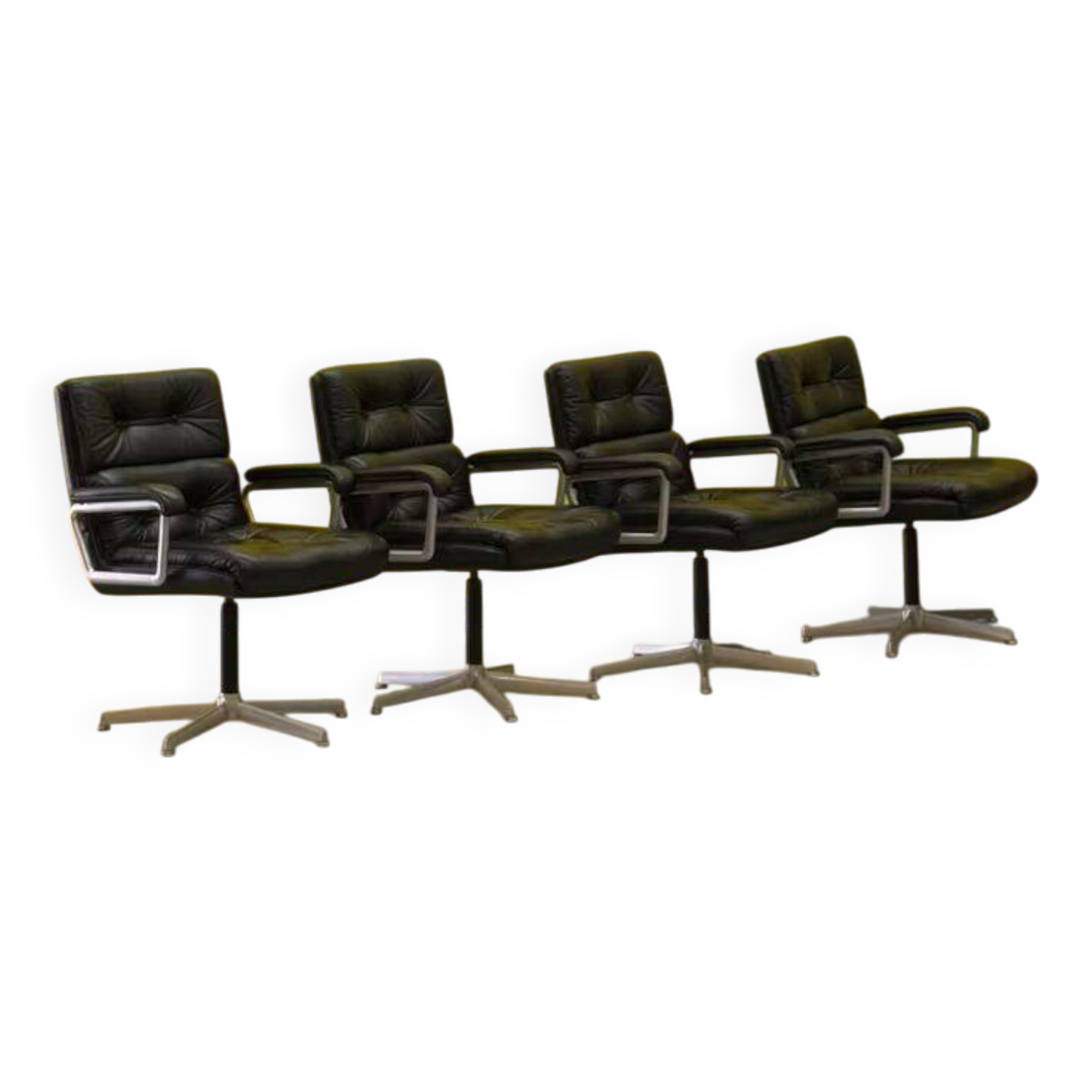 1970s Leather Swivel Chair Eurochair by Girsberger (Price for One)