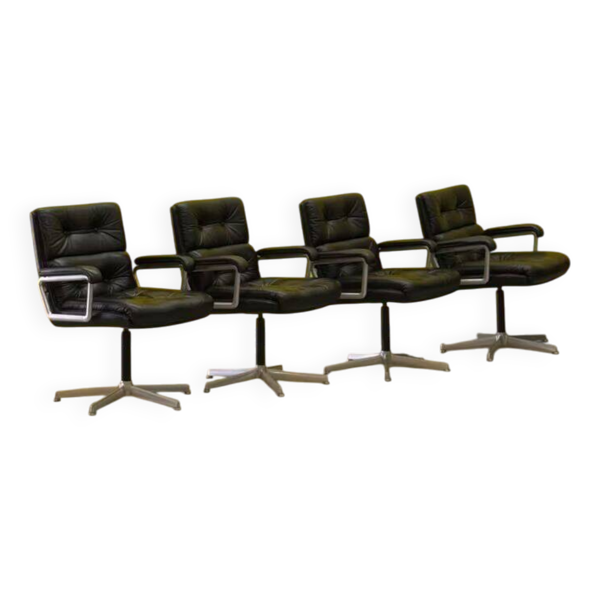 Chaise pivotante en cuir Eurochair des années 1970 par Girsberger (prix unitaire)