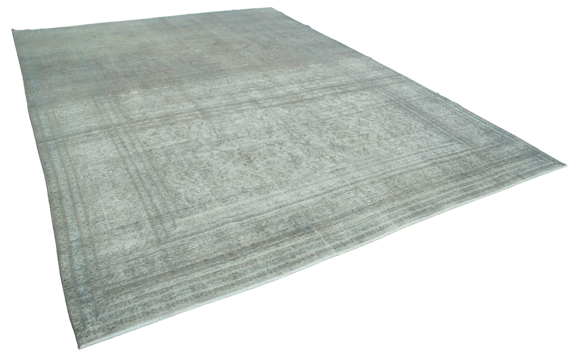 Handwoven persian overdyed 295 cm x 383 cm grey wool carpet