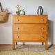 Commode vintage en bois clair à 3 tiroirs – Années 50 / 60