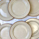 6 flat plates in speckled beige stoneware Tulowice Poland 1970