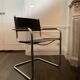 B34 Cantilever chair in Italian leather and chrome-plated steel frame attributed to designer Marcel Breuer