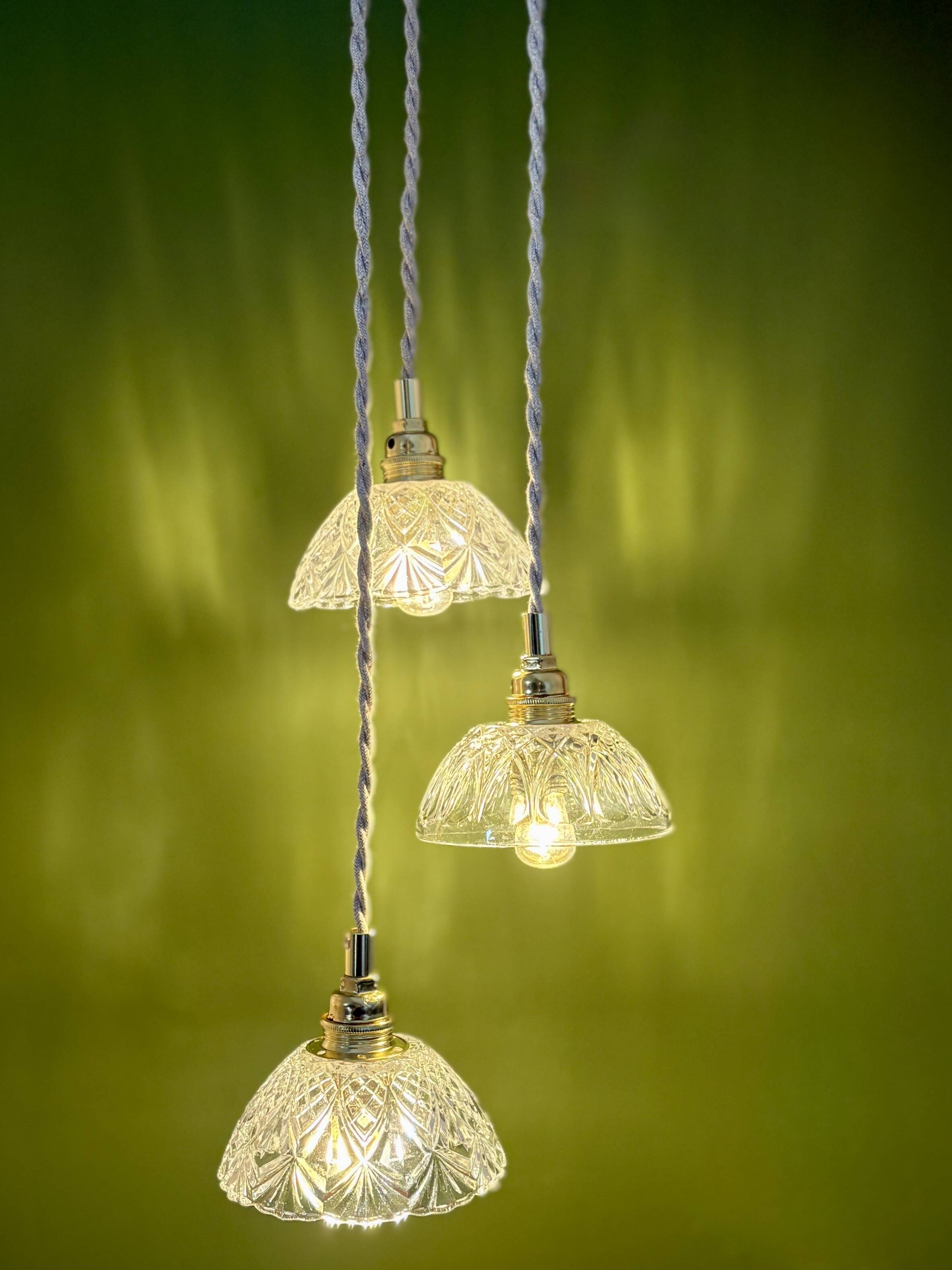 Vintage triple suspension lampshade in cut glass - tableware collection