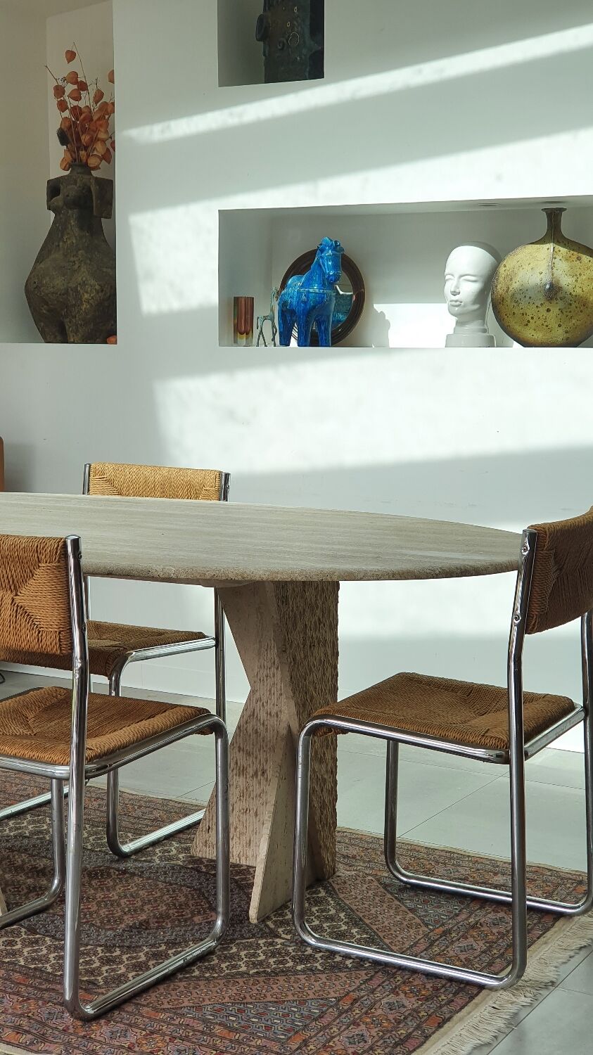 Travertine dining table