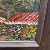 Vintage Oil Painting With Parisian Flower Market Frederic, 1970s
