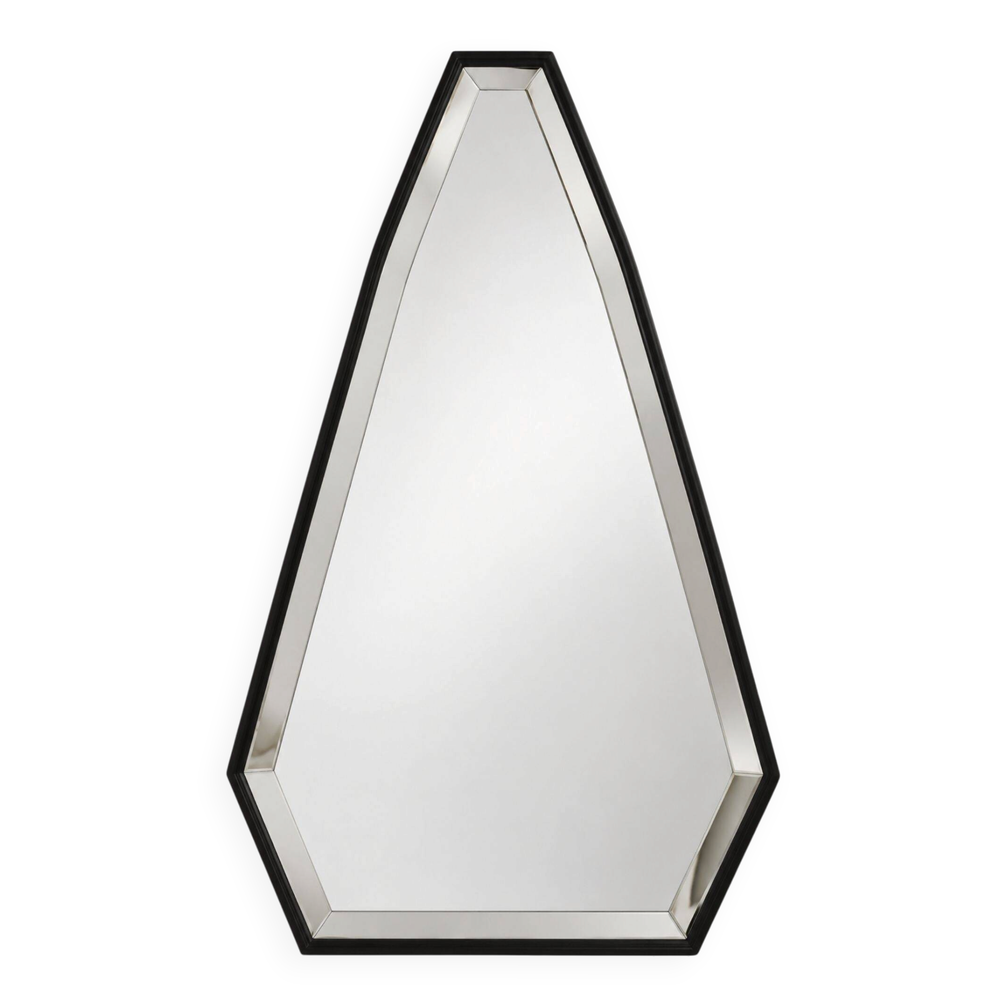 Pentagonal mirror with a black metal frame