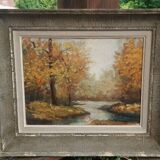 Tableau ancien "paysage d'automne" France milieu XXème