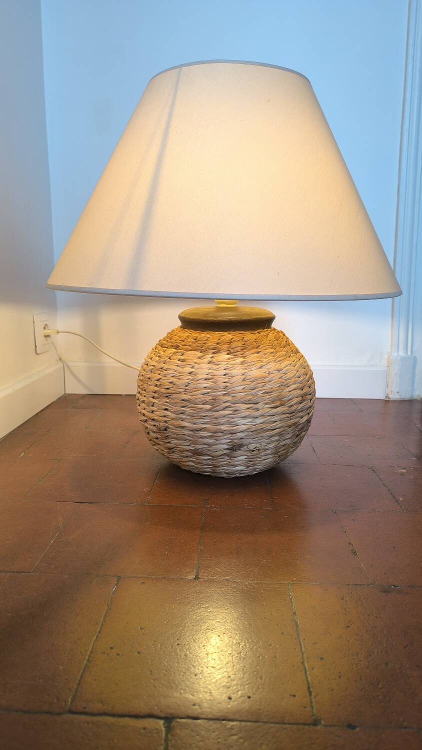 Vintage wicker table lamp
