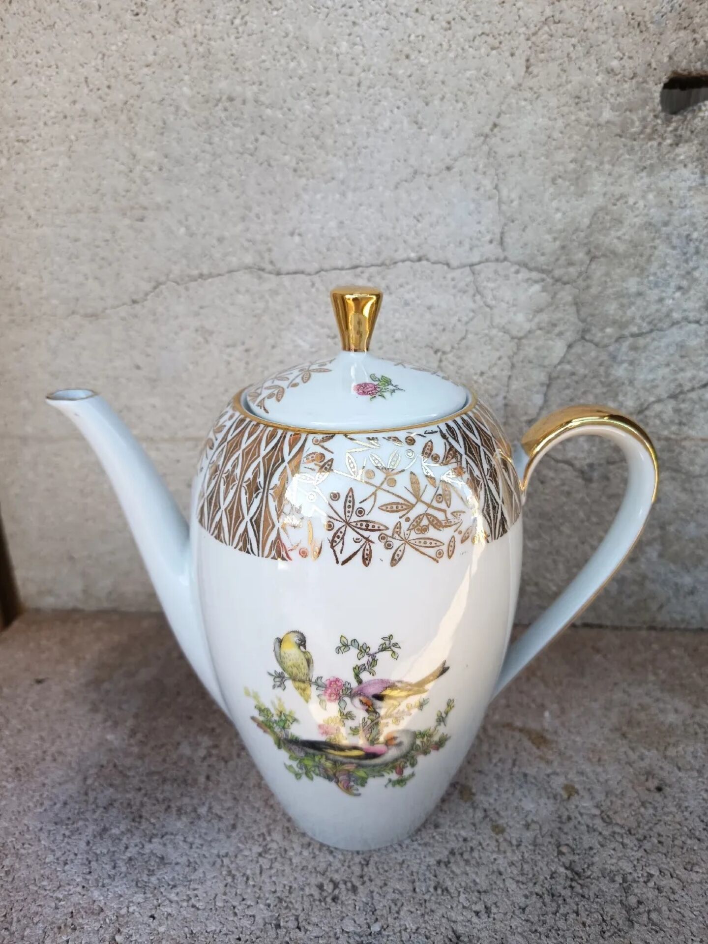 Vintage Teapot / Coffee Pot in Bavaria Porcelain - Bird Decor E