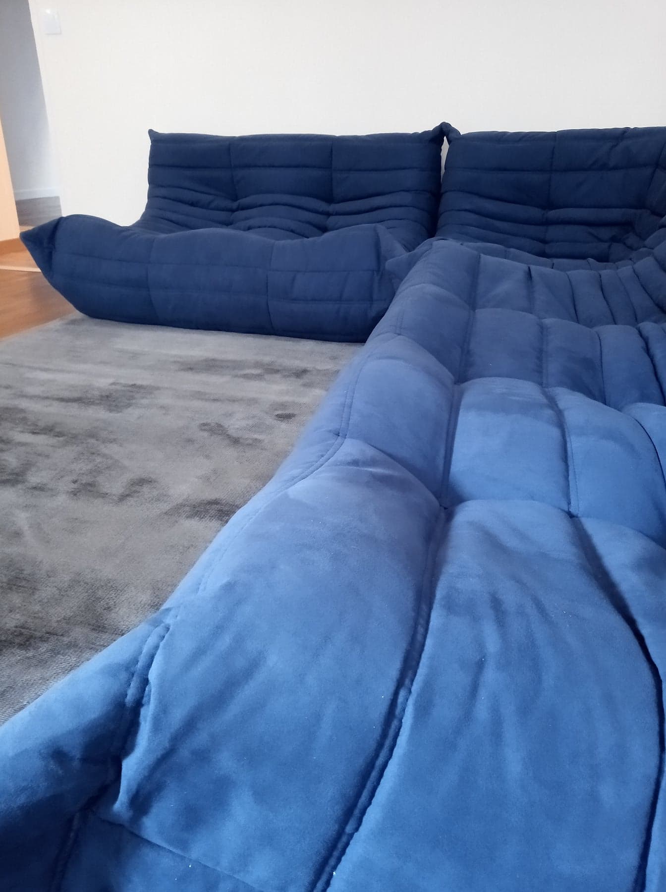 Togo set in blue alcantara by Michel Ducaroy for Ligne Roset