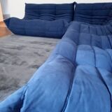 Togo set in blue alcantara by Michel Ducaroy for Ligne Roset