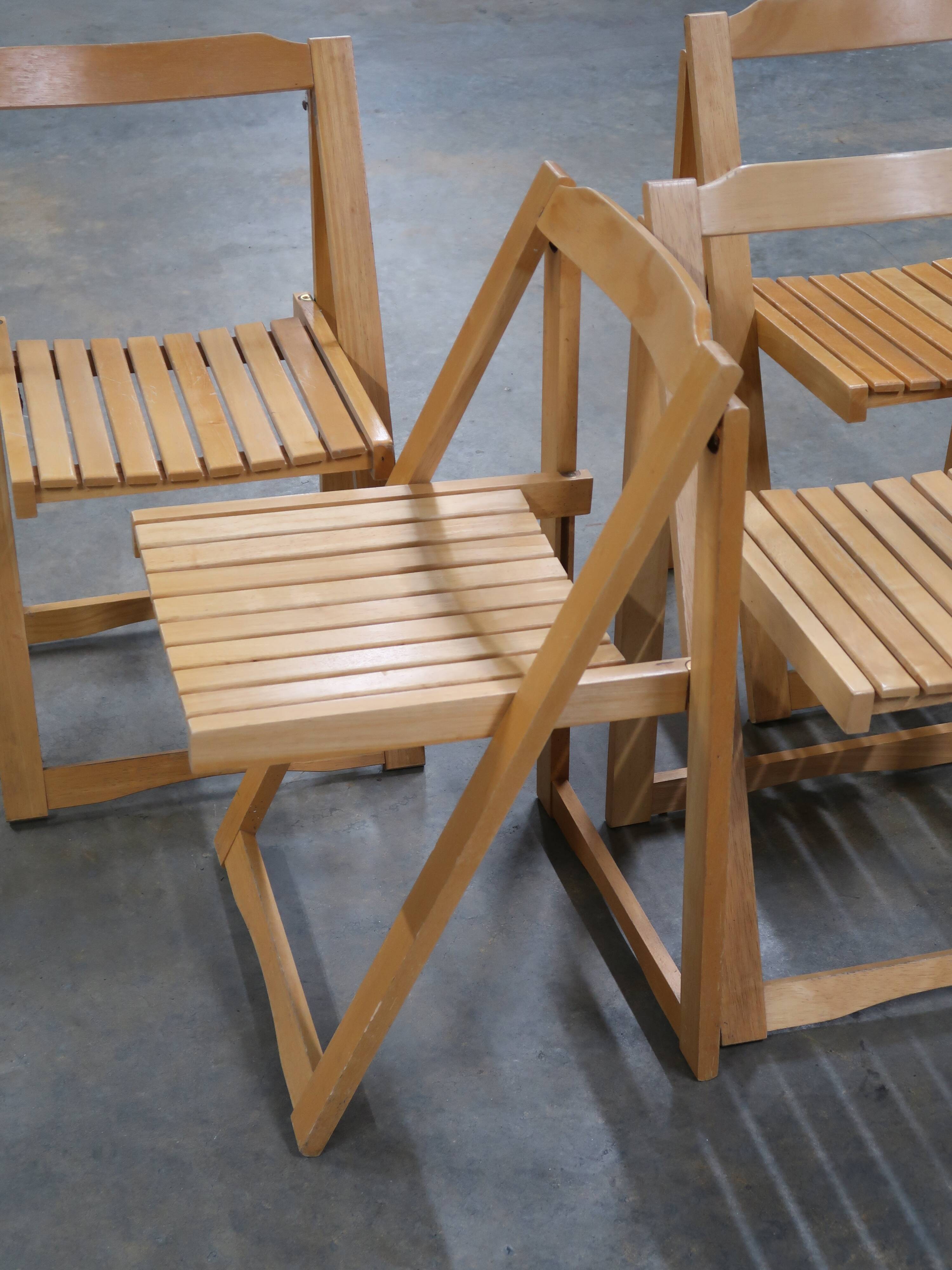 4 chaises pliantes bois vintage