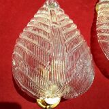 Set of 3 vintage MURANO glass leaf wall lights 1950