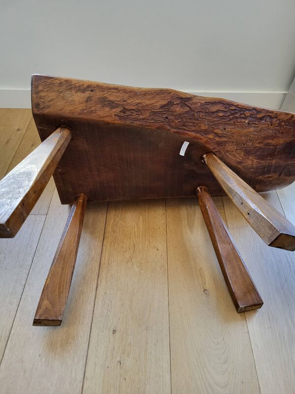 Banc ou table d'appoint en bois massif de tronc d'arbre, style brutaliste, 1960