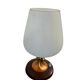 Lampe de table vintage en verre avec base en bois