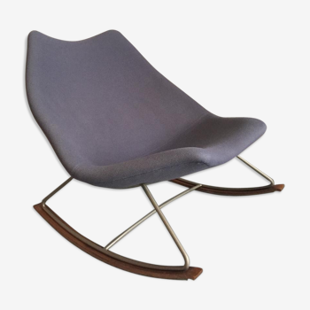 Rocking chair F595 in blue fabric and steel by Geoffrey Harcourt for Artifort 1960 s