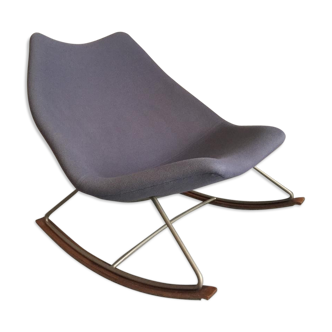 Rocking chair F595 in blue fabric and steel by Geoffrey Harcourt for Artifort 1960 s