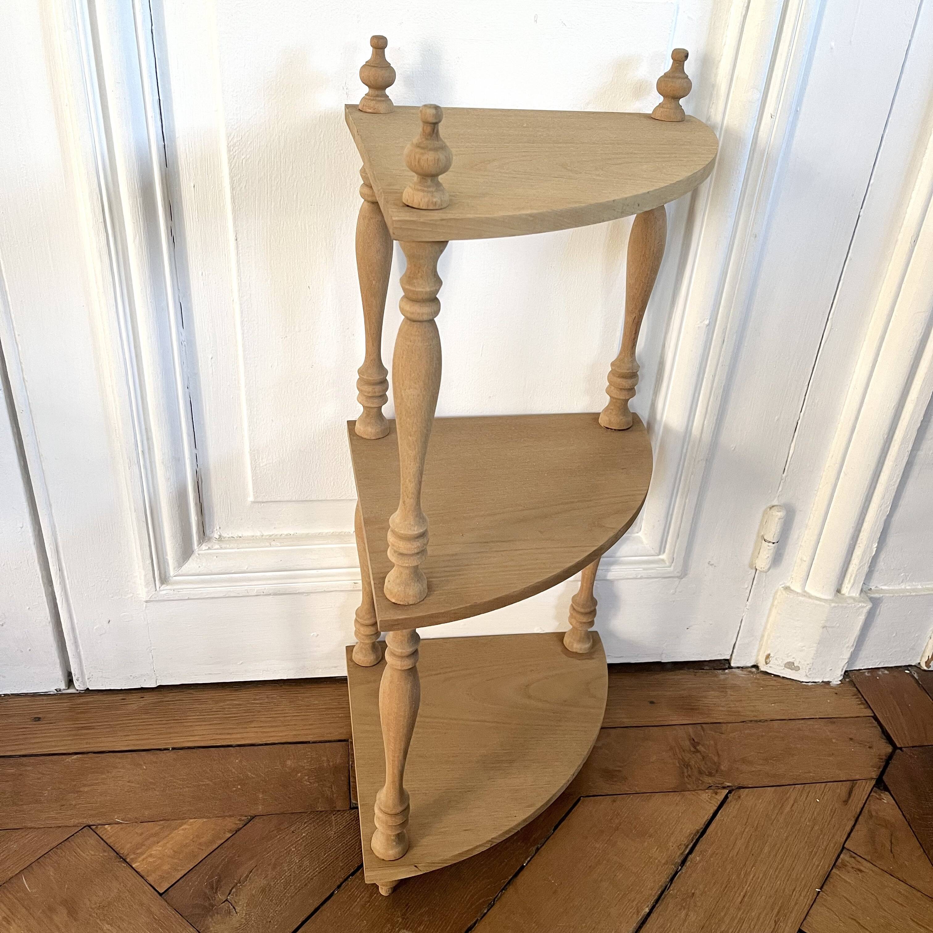 Raw wood corner shelf