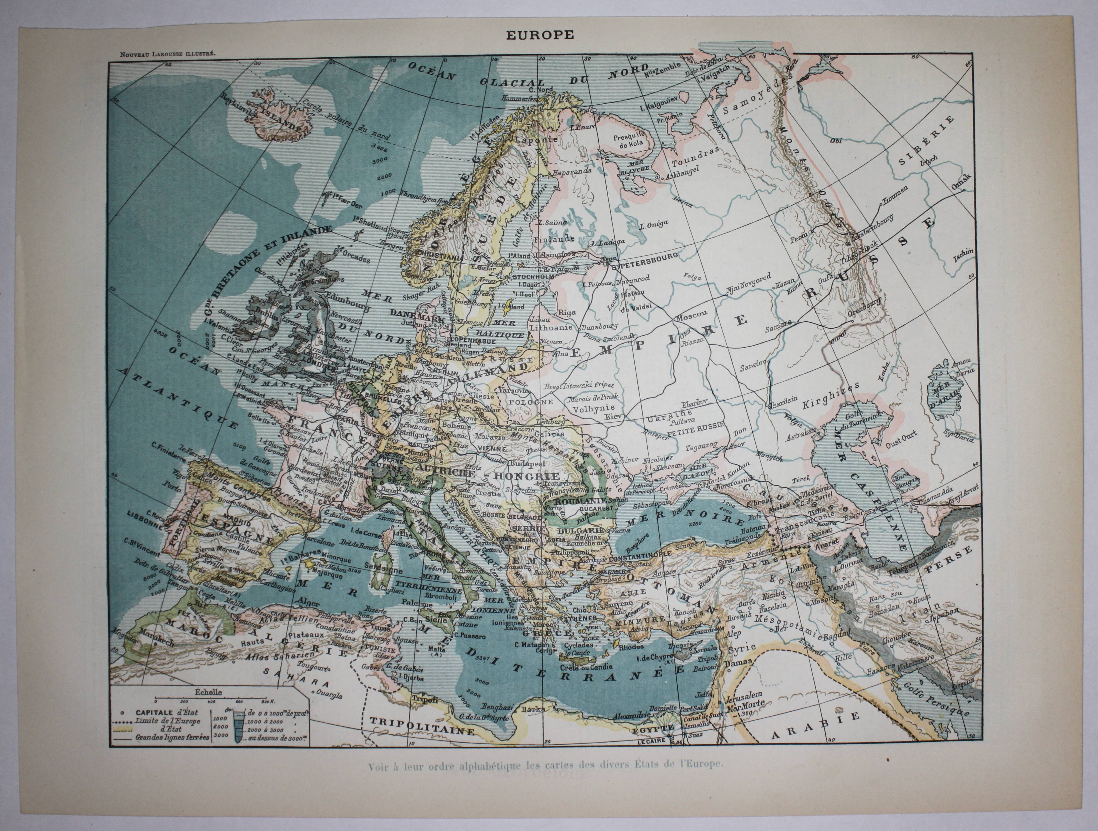 Gravure • Europe, union européenne • Lithographie originale de 1898