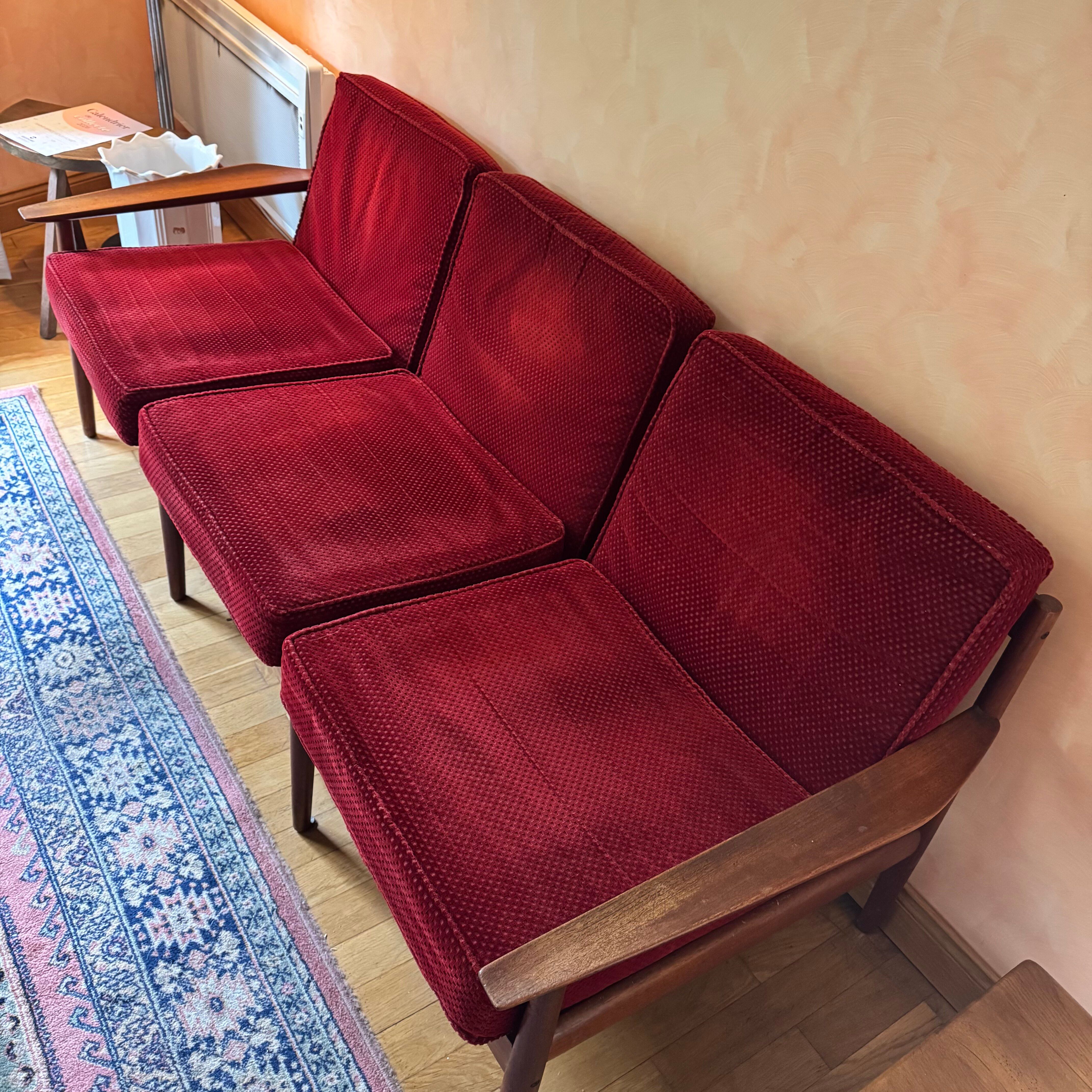 Sofa set with armchair and pouf by Arne Vodder for Glostrup.