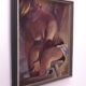 Femme se lavant, peinture à l'huile, encadrée