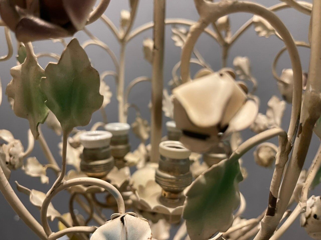 Italian Tole Flower Chandelier, 1960s