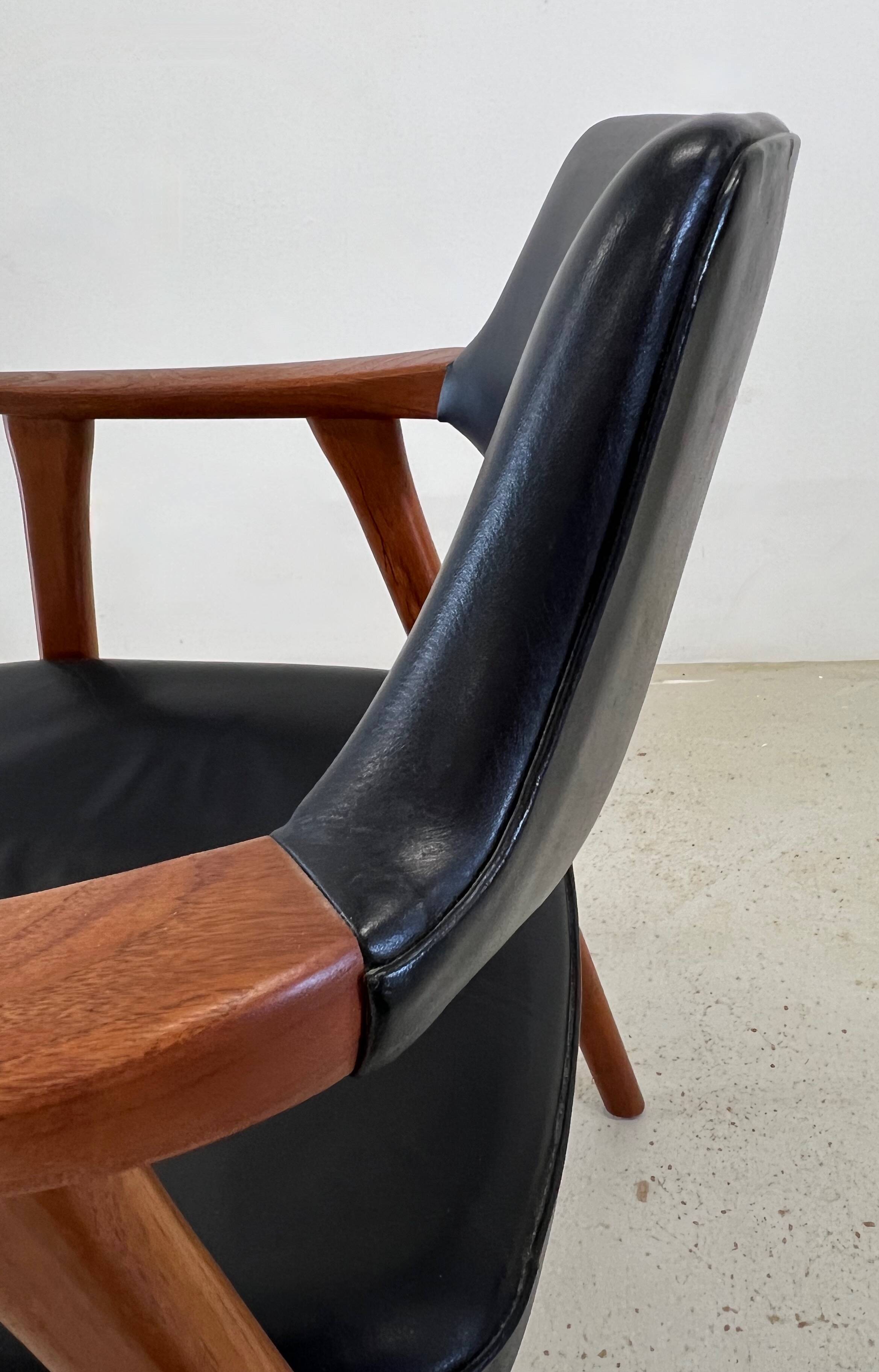 Erik Kierkegaard Teak & Leather Armchair By Hong Møbelfabrik, 1960s