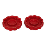 Pair of red Swedish candle holders designed by Gustavsberg