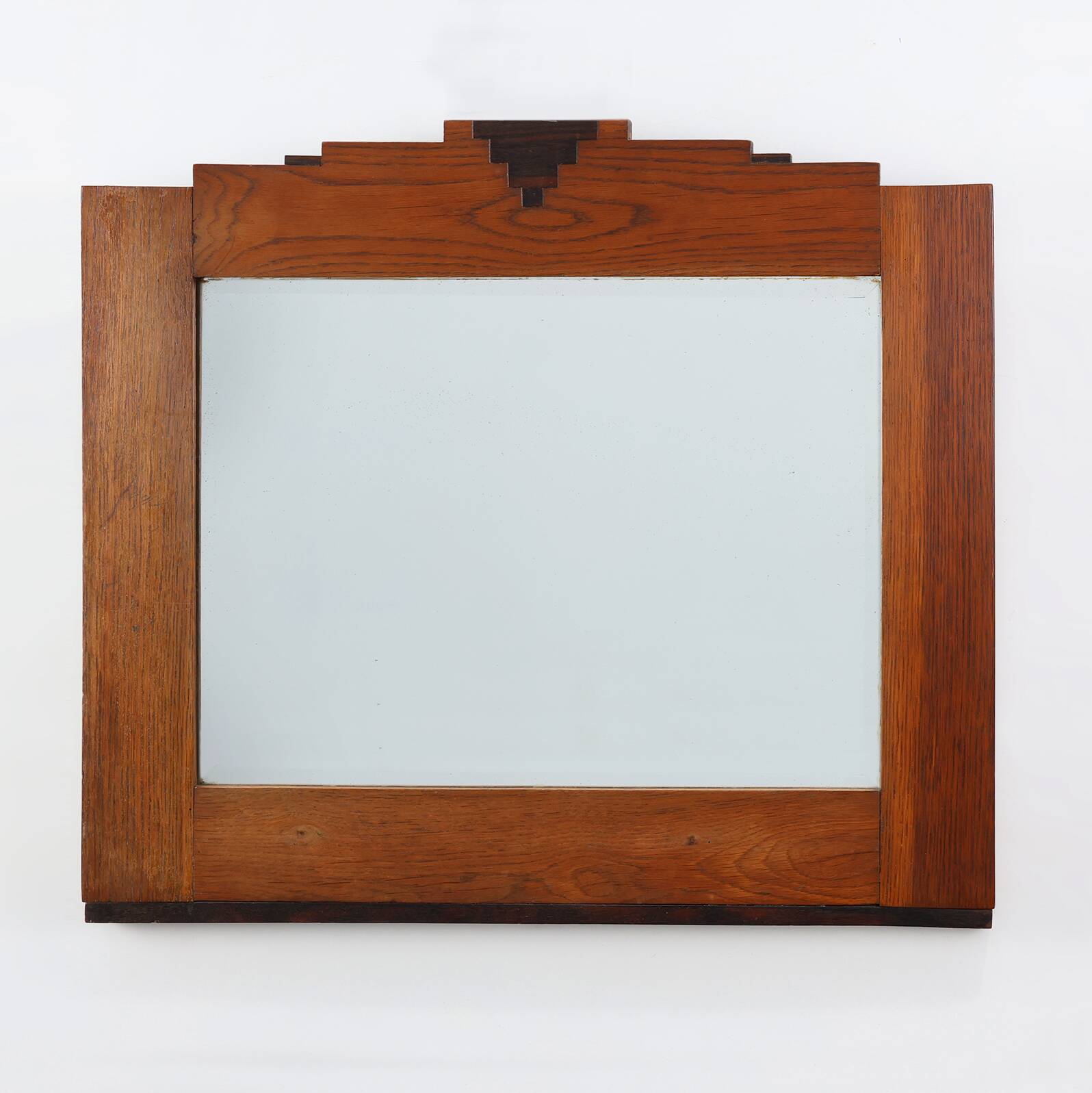 Amsterdam School style solid Oak Mirror, The Netherlands ca. 1915