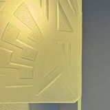 Vintage modernist Art Deco wall light, oak and frosted glass, France, 1930.