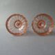 Pair of pink glass candle holders