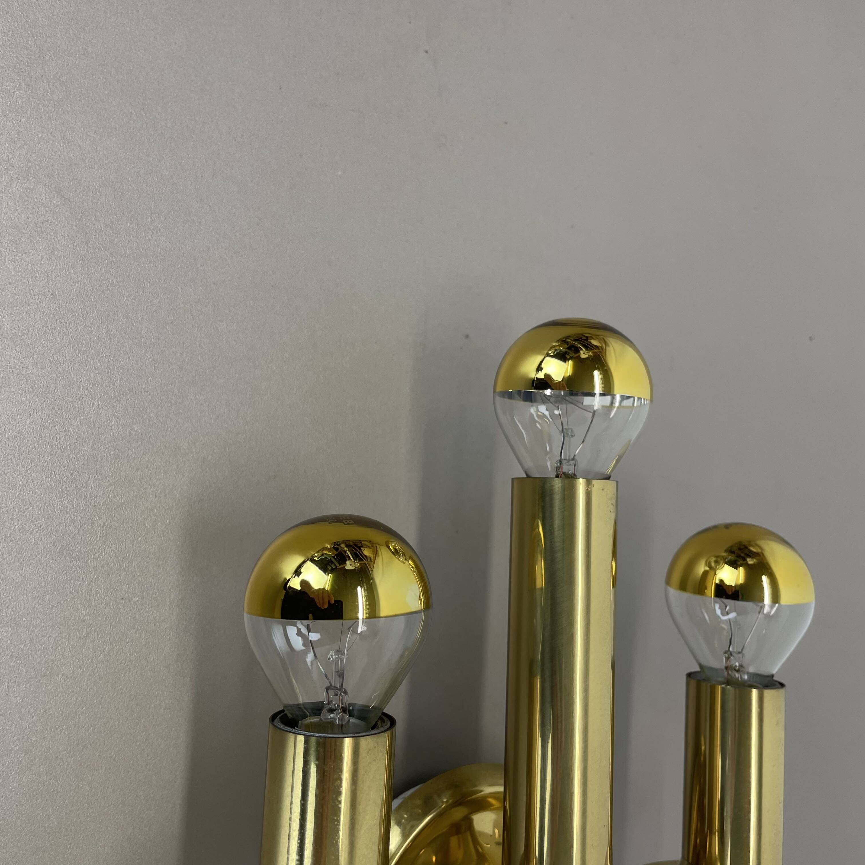 rare Brass tube "TORCH" Wall Light sconce by GAETANO SCIOLARI, Italy 1970s