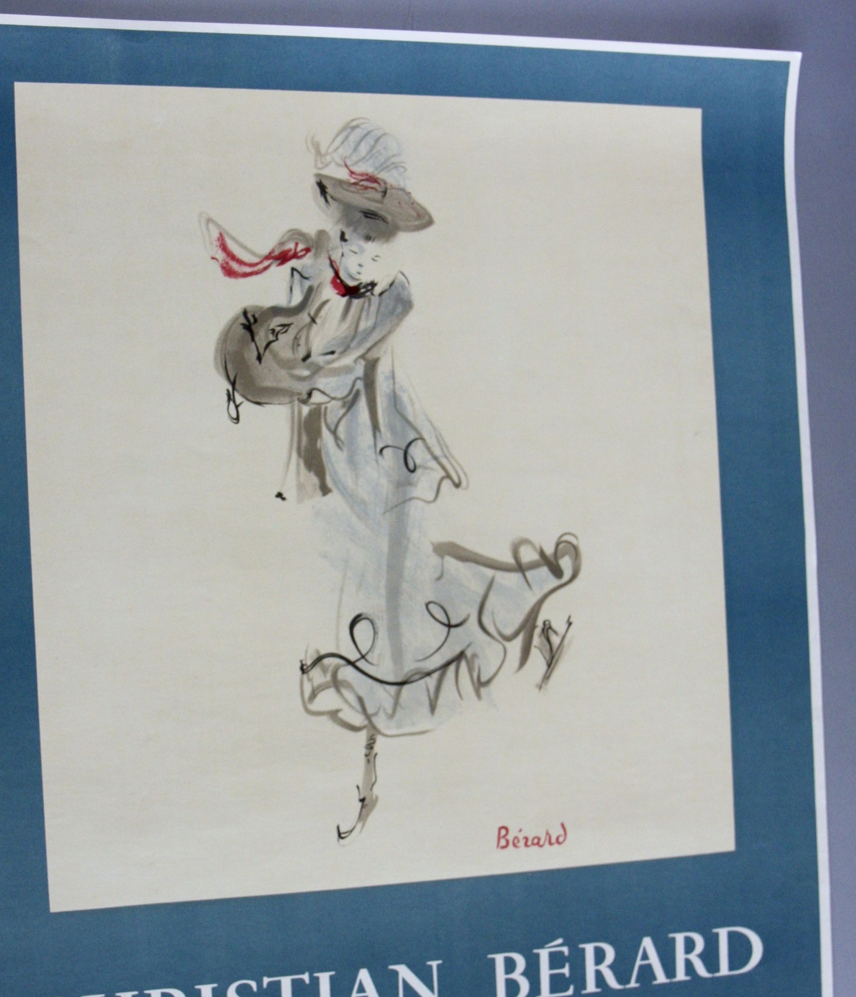 Poster christian bérard for the exhibition "autour de colette", lithograph mourlot, 64 x 47 cm.