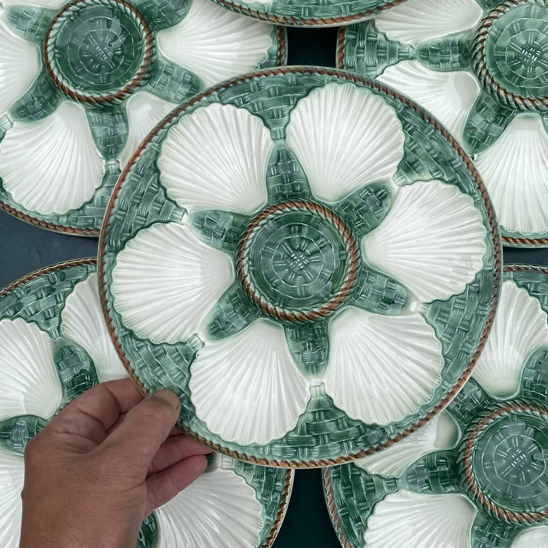Vintage oyster service in majolica