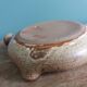 Caquelon signed Jean-Pierre Prud'homme in Puisaye stoneware