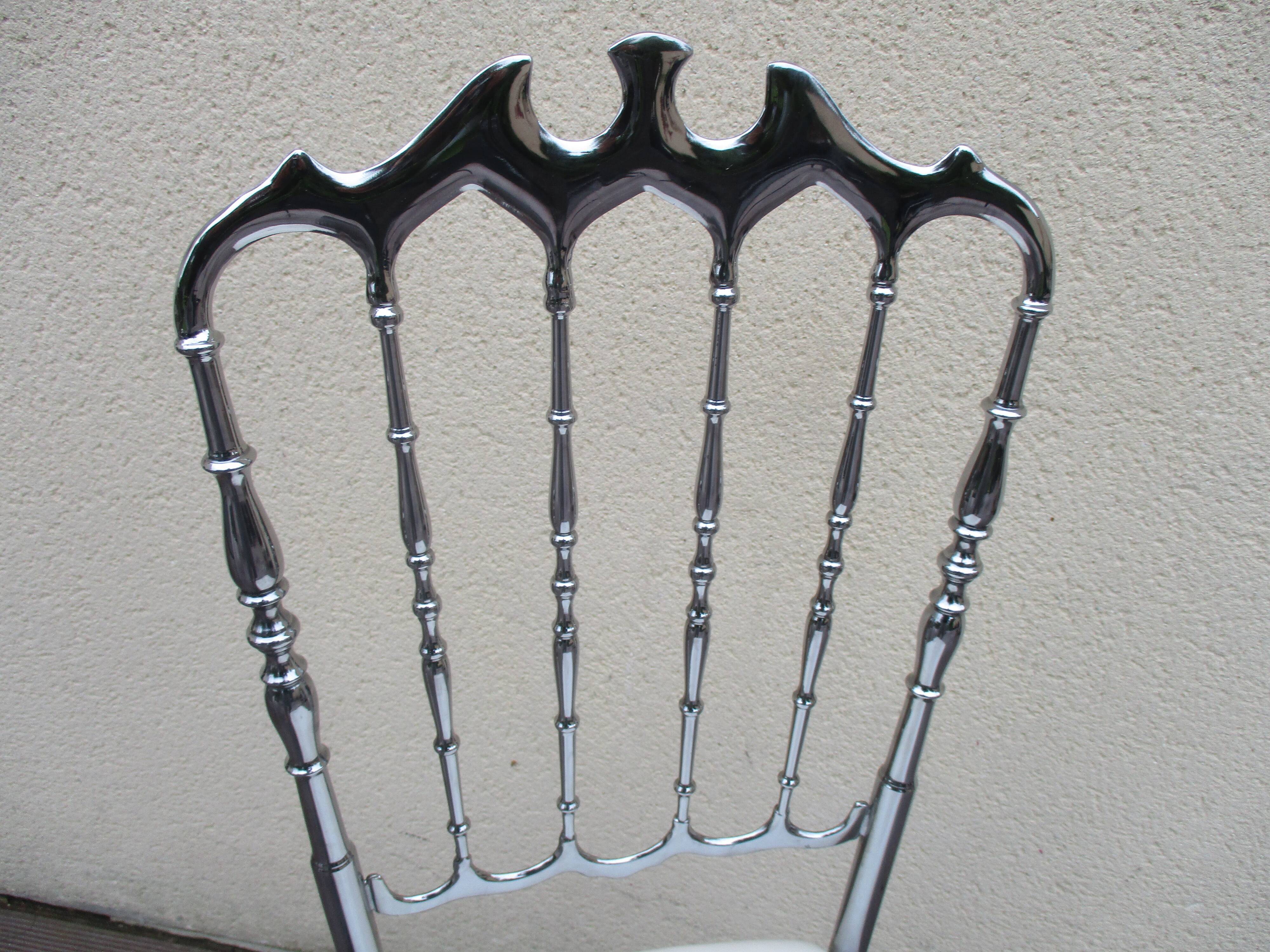Vintage metal chrome silver chiavari napoleon year 50 italy design chair
