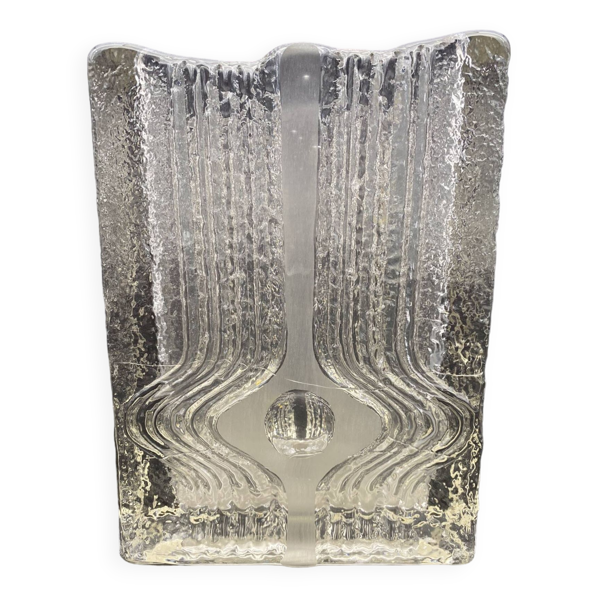 VASE EN VERRE Solifleur vase bloc verre Walther années 70 verre art