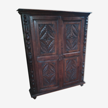 Carved solid wood Breton cabinet