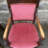 Paire de fauteuils Empire, Consulat, noyer et velours, XIXème s.