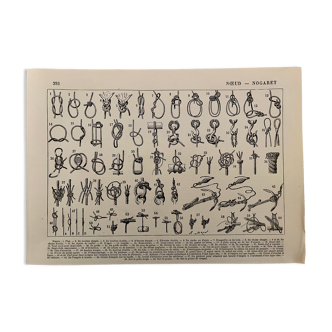 Lithographie gravure sur les noeuds marins de 1897