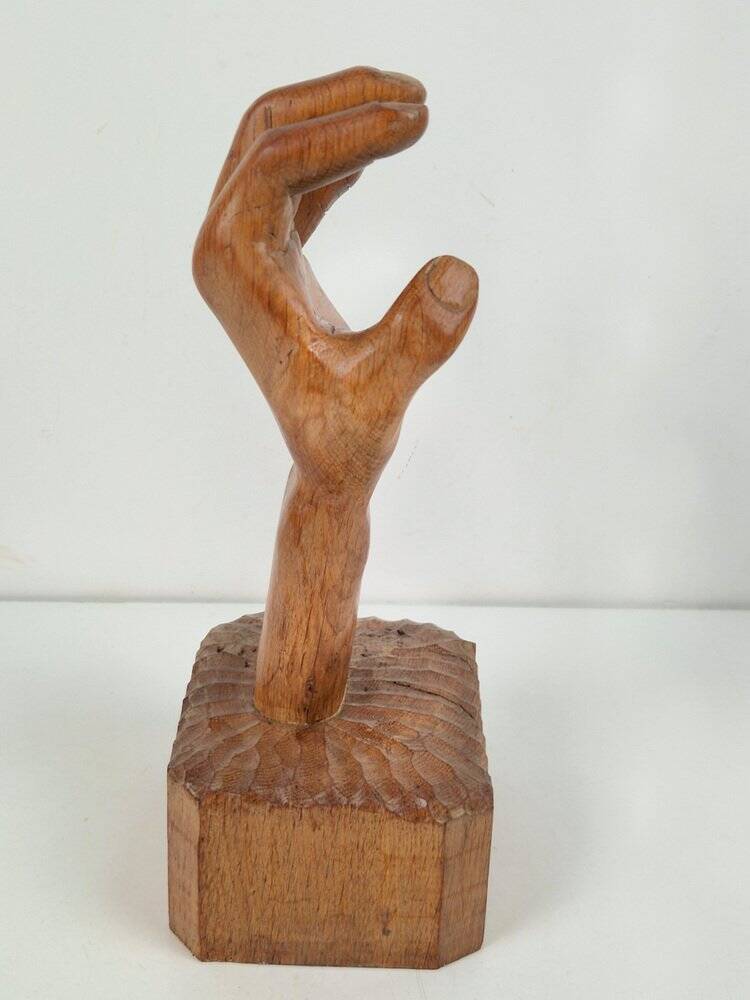 Brutalist Arts and Crafts Sculpture Wooden Hand, 1950s
