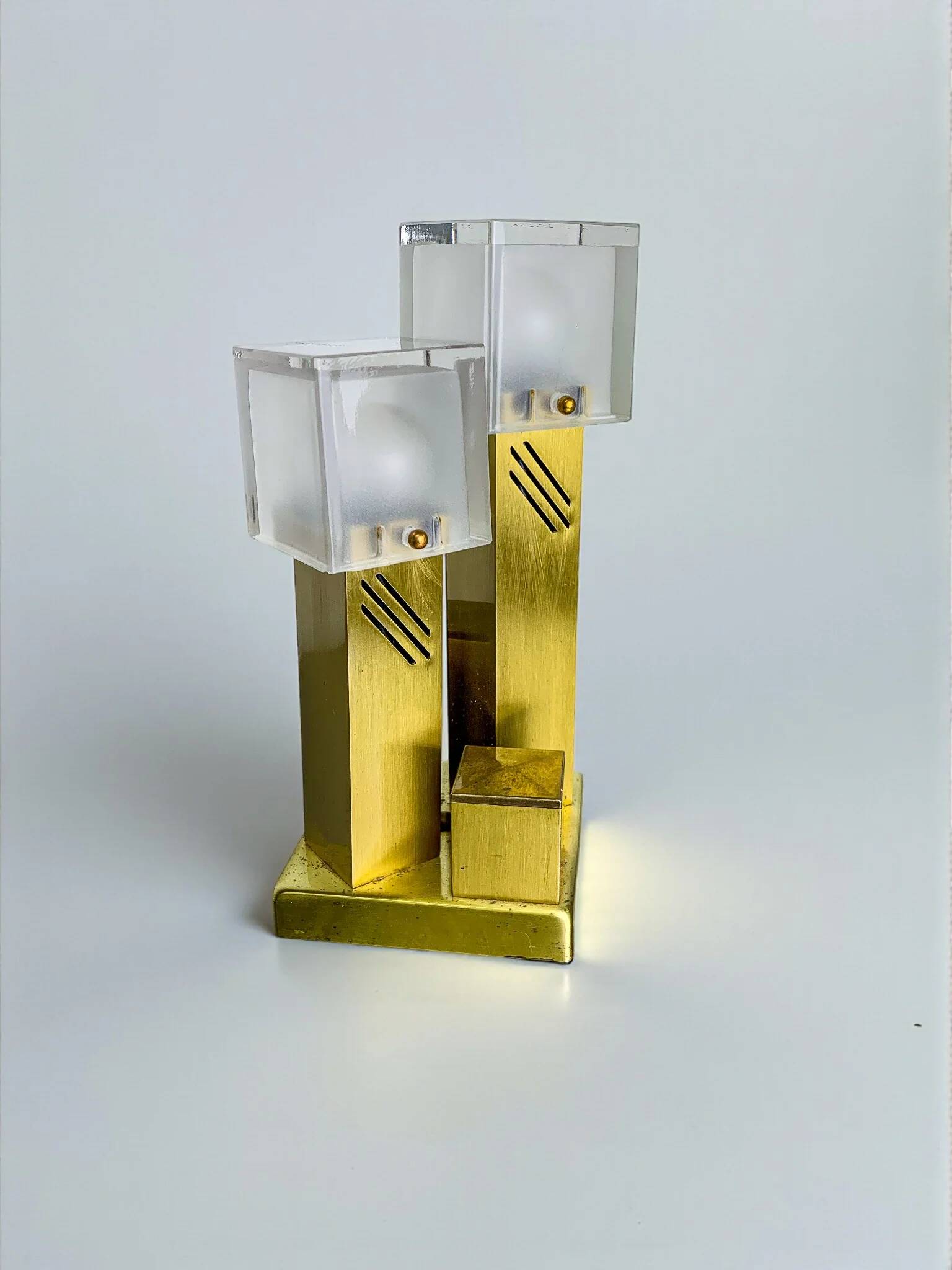 Cubic Murano glass table lamp by Gaetano Sciolari, Italy 1970s