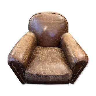 Club leather armchair flamant burnham