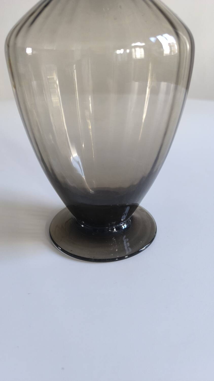 Italian decanter in smoked blown glass 1970
