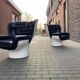 2x Joe Colombo Elda LONGHI Chair Black leather, White fiberglass