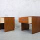 A pair of Scandinavian minimalist teak nightstand tables , 1960s