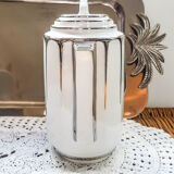 Service à café Limoges style art déco blanc et argent