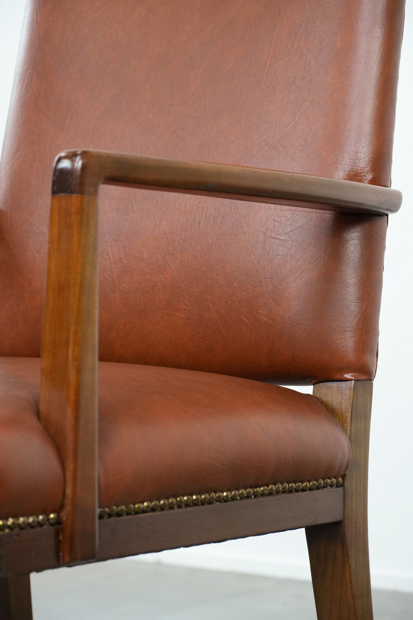 Vintage Scandinavian wooden and cowhide side/desk/chair from the 60s/70s